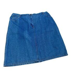 Style & Co 22W Zip Front Denim Skirt  100% Cotton Plus Size Stretch Waist Jean